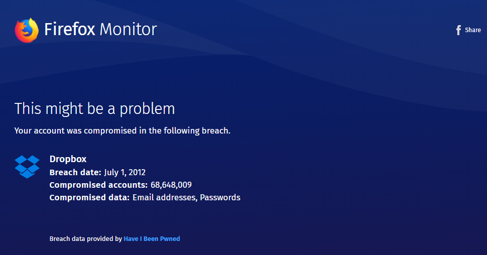 メールアドレス流出状況がチェックできるFirefox Monitor